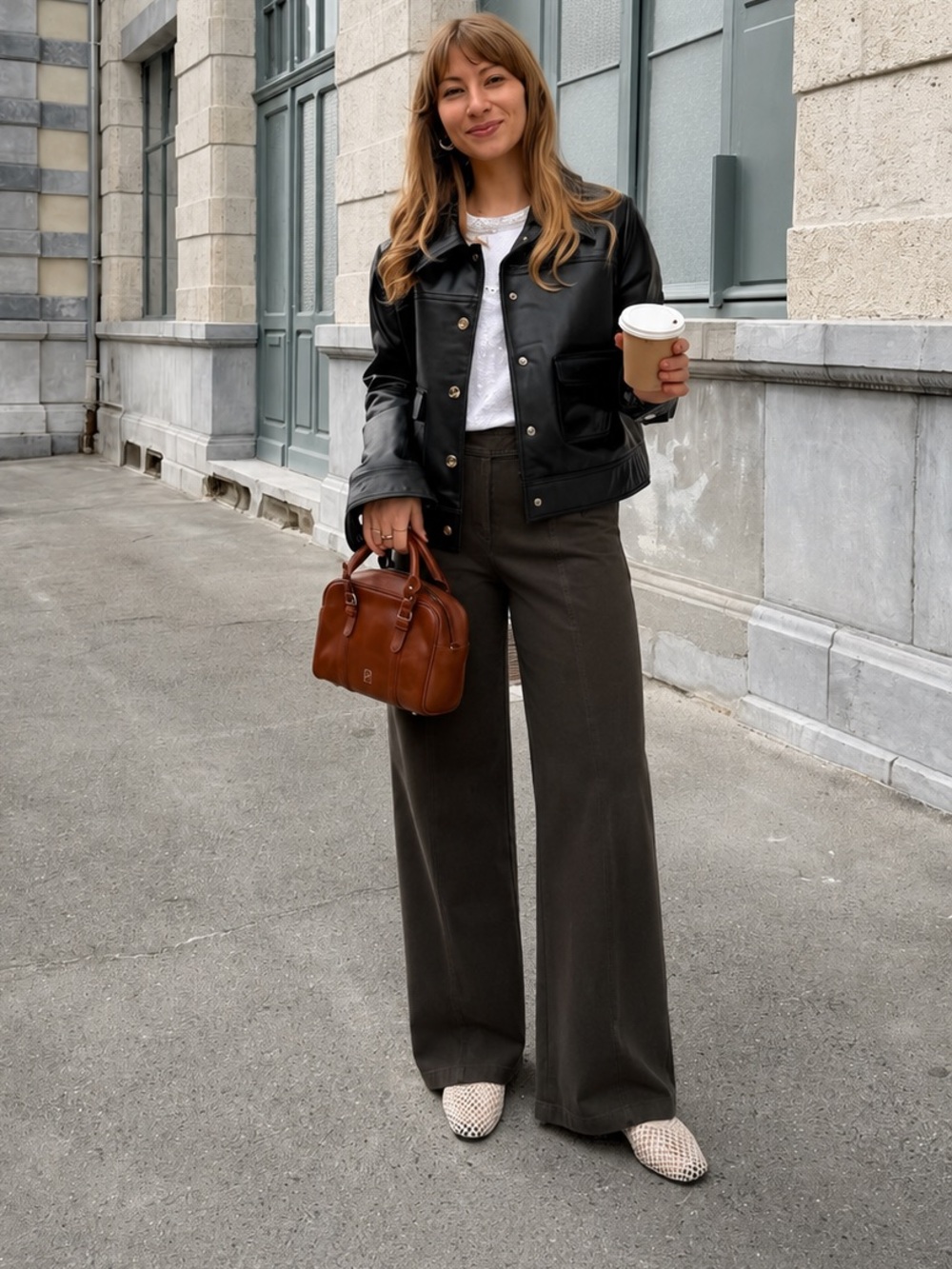 VTG 90s Dark Olive Wide-Leg Trousers Minimalist | Size 8 Petite